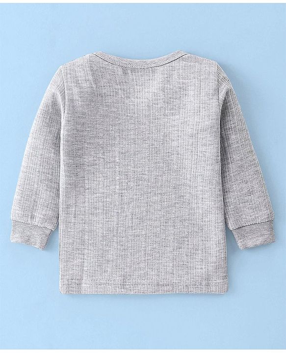 Babyhug Full Sleeves Solid Thermal Vests & Pant Set -Light Grey