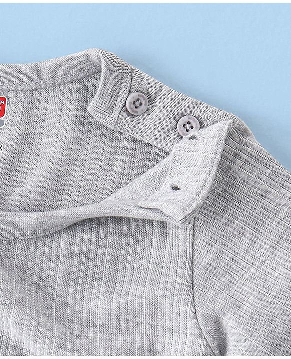 Babyhug Full Sleeves Solid Thermal Vests & Pant Set -Light Grey