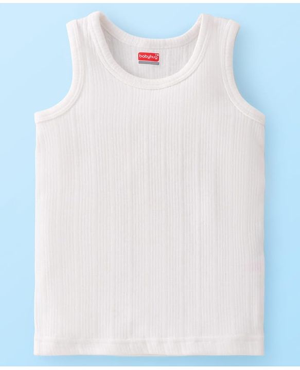 Babyhug Full Sleeves Solid Colour Thermal Vest Pullover & Pant - Off White