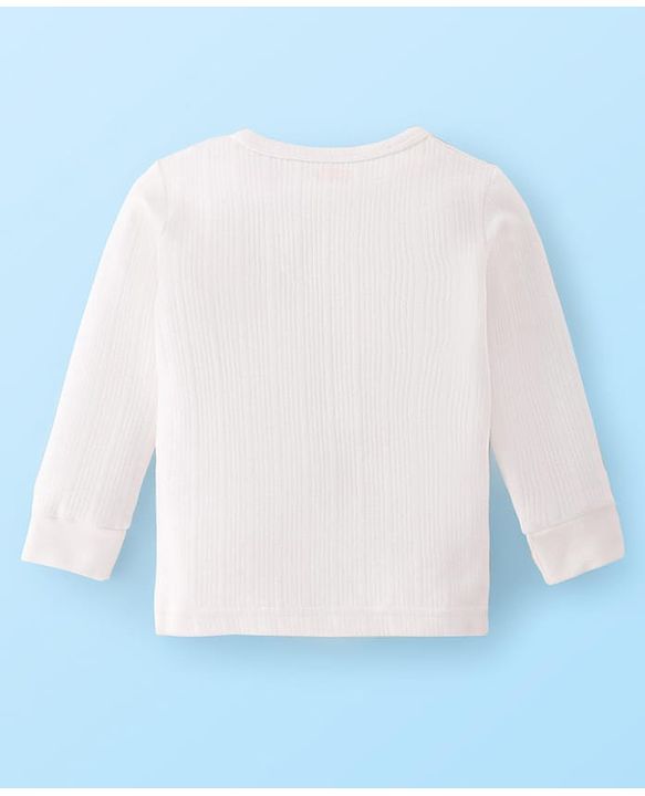Babyhug Full Sleeves Solid Colour Thermal Vest Pullover & Pant - Off White
