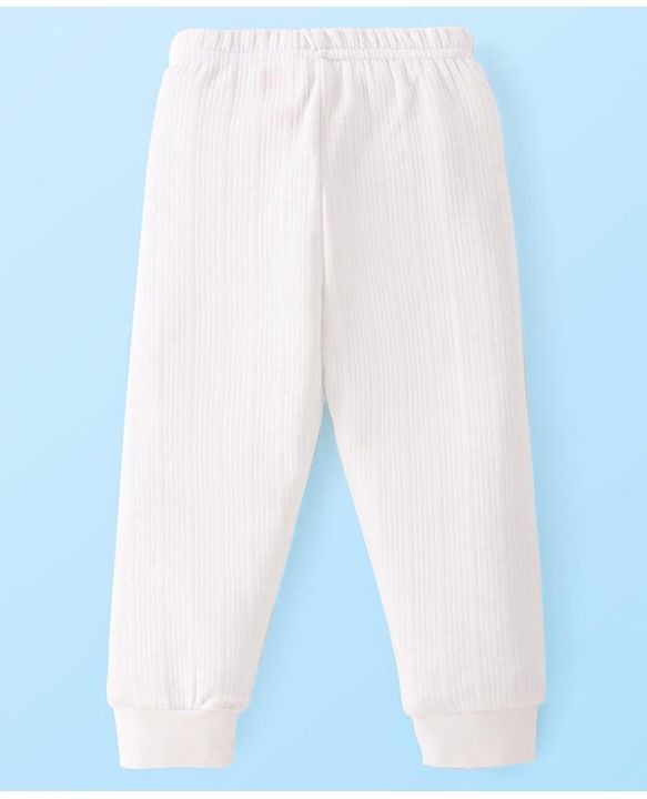 Babyhug Full Sleeves Solid Colour Thermal Vest Pullover & Pant - Off White