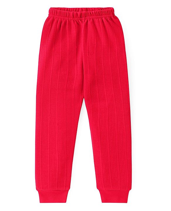 Babyhug Full Sleeves Pullover Thermal Vest & Pant Set with Solid Colour - Red
