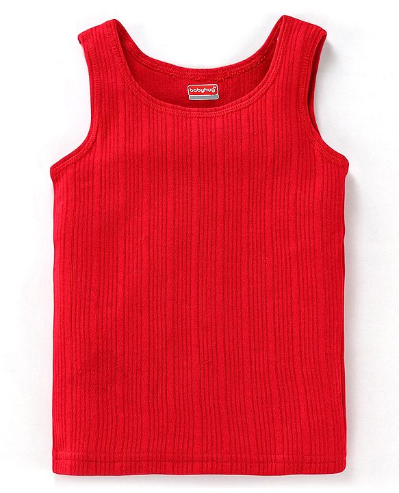 Babyhug Full Sleeves Pullover Thermal Vest & Pant Set with Solid Colour - Red