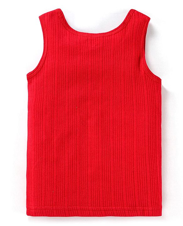 Babyhug Full Sleeves Pullover Thermal Vest & Pant Set with Solid Colour - Red