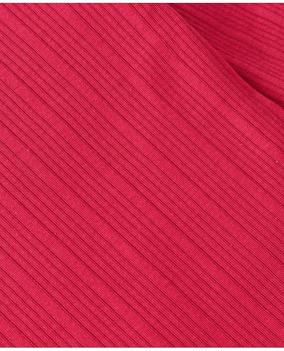 Babyhug Full Sleeves Pullover Thermal Vest & Pant Set with Solid Colour - Red