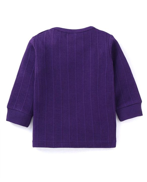 Babyhug  Full Sleeves Pullover Thermal Vest & Pant Solid Colour - Purple