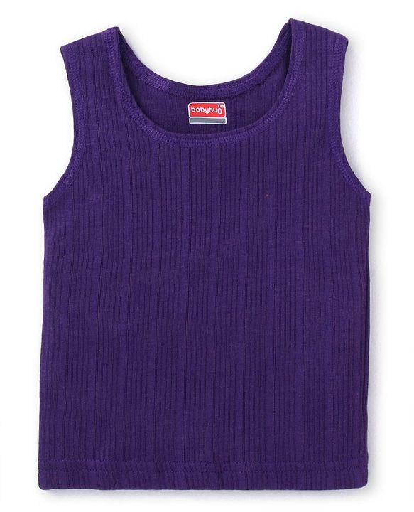 Babyhug  Full Sleeves Pullover Thermal Vest & Pant Solid Colour - Purple
