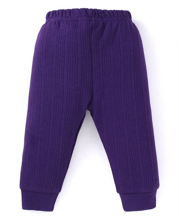 Babyhug  Full Sleeves Pullover Thermal Vest & Pant Solid Colour - Purple