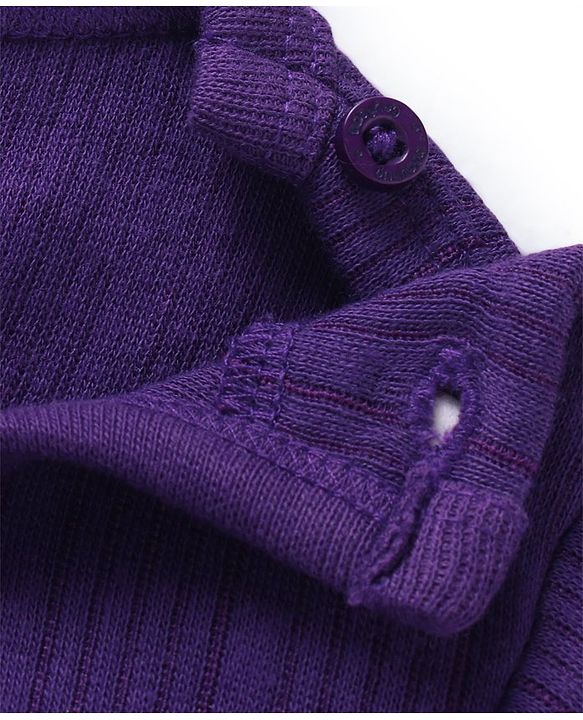 Babyhug  Full Sleeves Pullover Thermal Vest & Pant Solid Colour - Purple