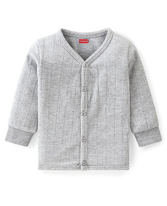 Babyhug Front Open Full Sleeves Thermal Vest Solid Colour Pack of 2- Dark & Light Grey