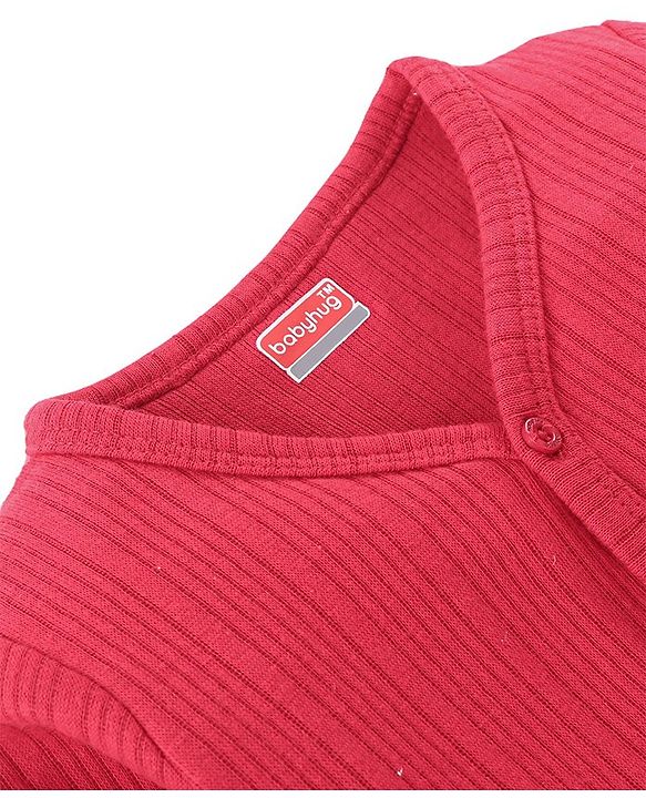 Babyhug Cotton Blend Full Sleeves Front Open Solid Color Thermal Wear Vests Pack Of 2 - Navy Blue & Red
