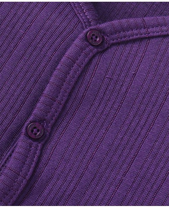 Babyhug Cotton Blend Full Sleeves Front Open Solid Color Thermal Wear Vests Pack Of 2 - Purple & Maroon