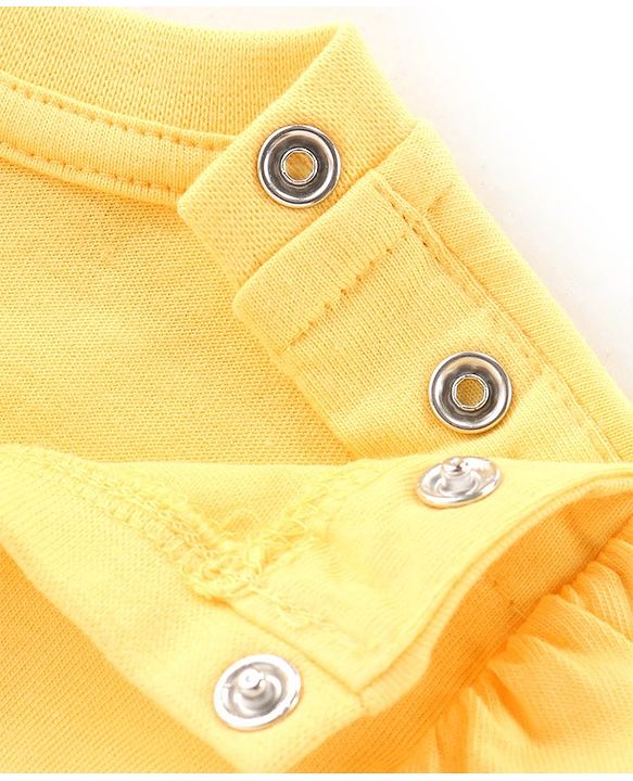 Babyhug Cotton Knit Half Sleeves Night Suit with Polka Dots & Text Print - Yellow & Blue