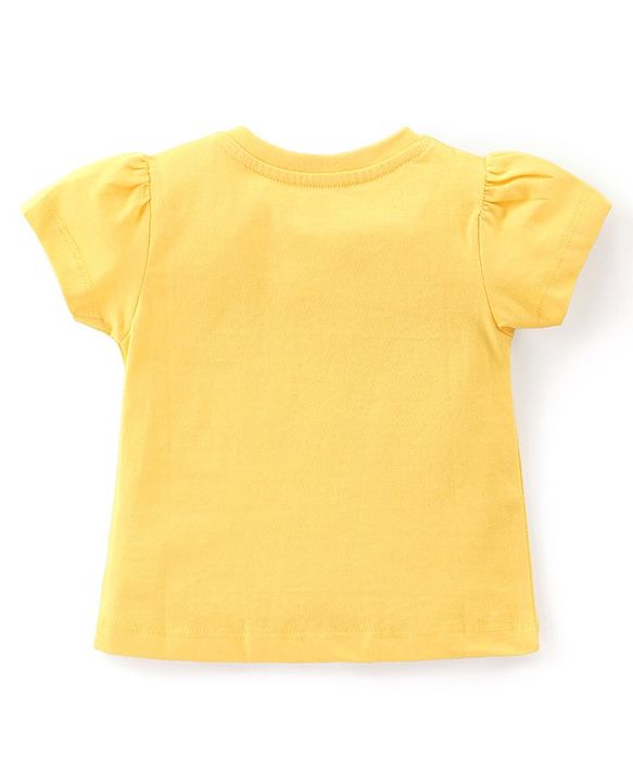 Babyhug Cotton Knit Half Sleeves Night Suit with Polka Dots & Text Print - Yellow & Blue