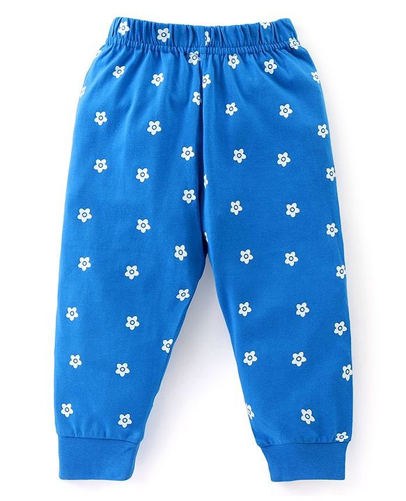 Babyhug Cotton Knit Half Sleeves Night Suit with Polka Dots & Text Print - Yellow & Blue