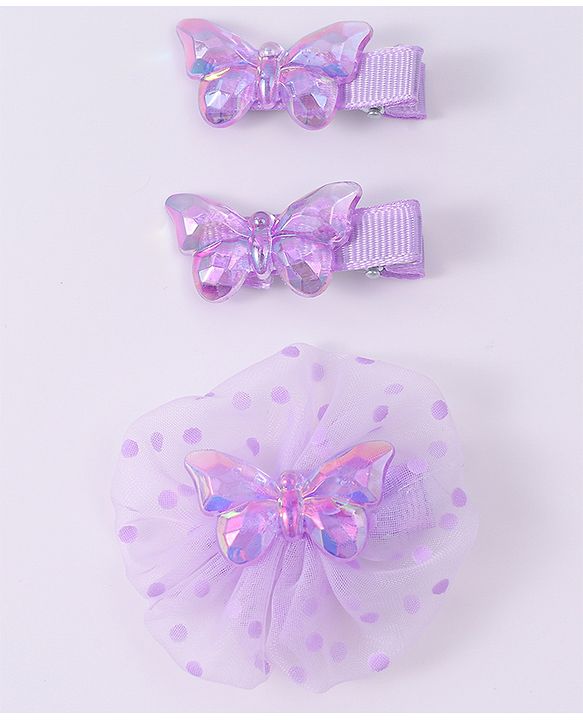 Babyhug Hair Pins & Clips with Butterfly Applique Pack of 3 - Purple