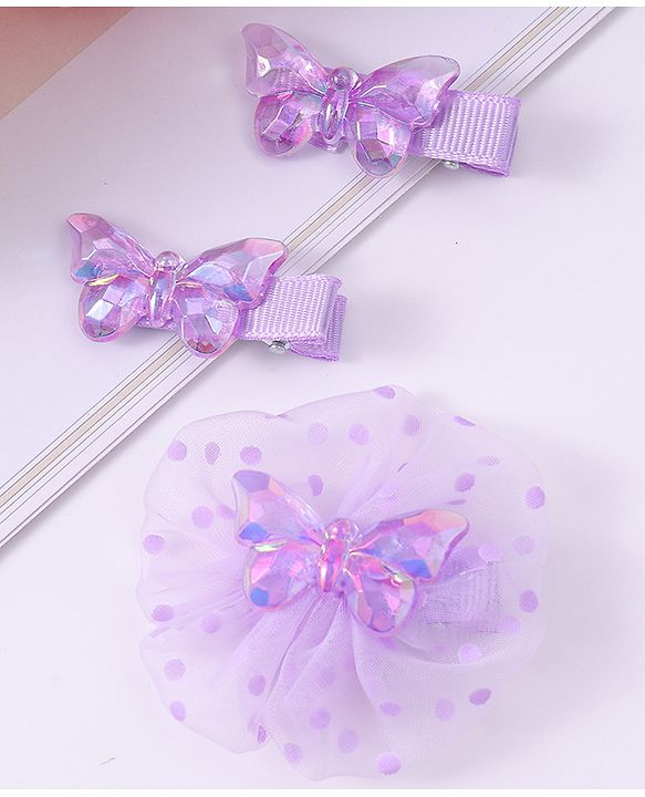 Babyhug Hair Pins & Clips with Butterfly Applique Pack of 3 - Purple