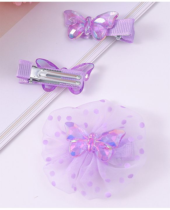 Babyhug Hair Pins & Clips with Butterfly Applique Pack of 3 - Purple