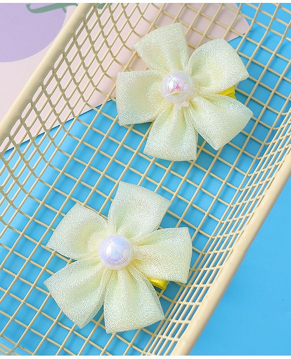 Pine Kids Hair Pins & Clips With Floral Applique Pack Of 2 - Yellow