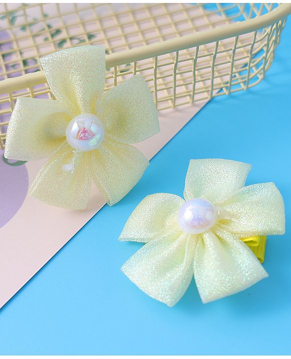 Pine Kids Hair Pins & Clips With Floral Applique Pack Of 2 - Yellow