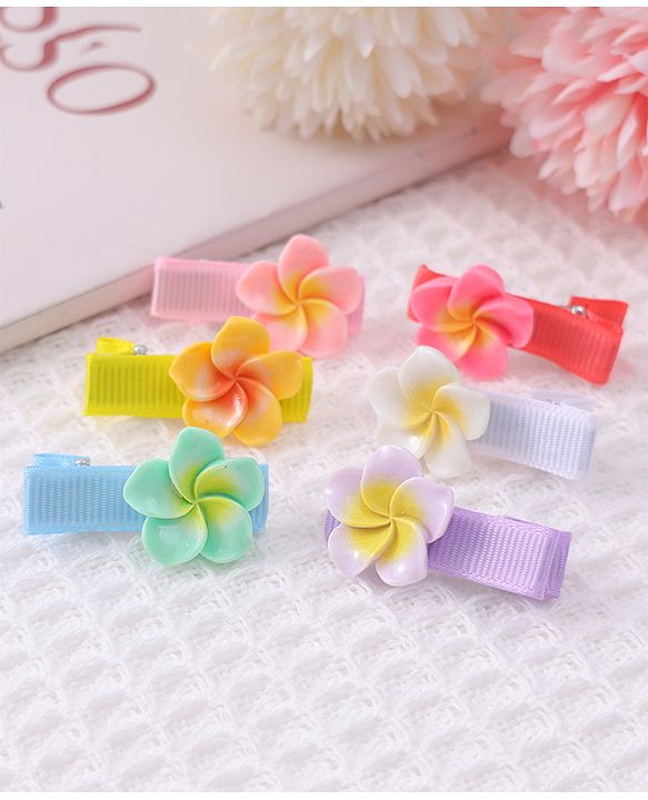 Babyhug Hair Pins And Clips With Floral Applique Free Size - Mulitcolor