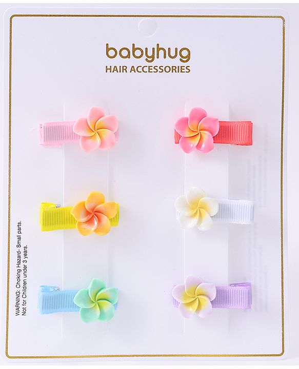 Babyhug Hair Pins And Clips With Floral Applique Free Size - Mulitcolor