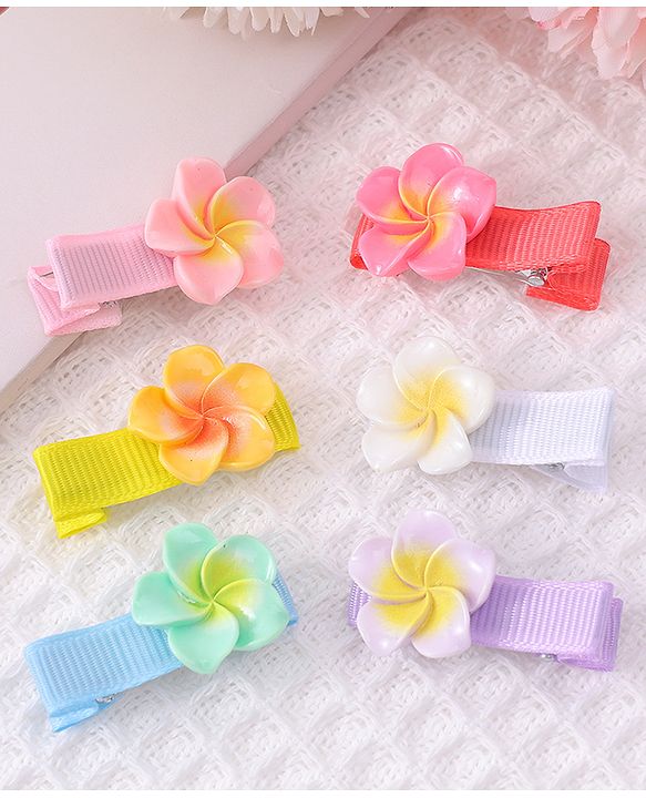 Babyhug Hair Pins And Clips With Floral Applique Free Size - Mulitcolor