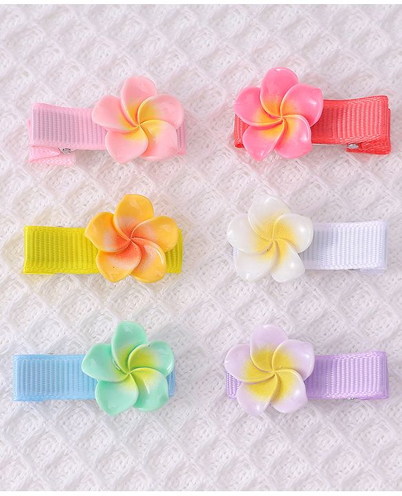 Babyhug Hair Pins And Clips With Floral Applique Free Size - Mulitcolor