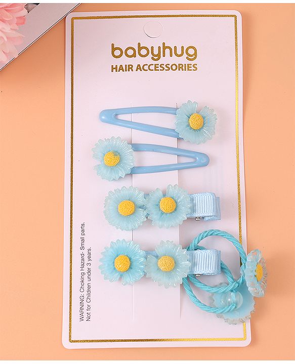Babyhug  Free Size  Hair Pins & Clips  with Floral Applique - Blue