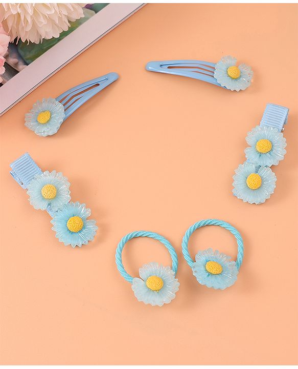 Babyhug  Free Size  Hair Pins & Clips  with Floral Applique - Blue