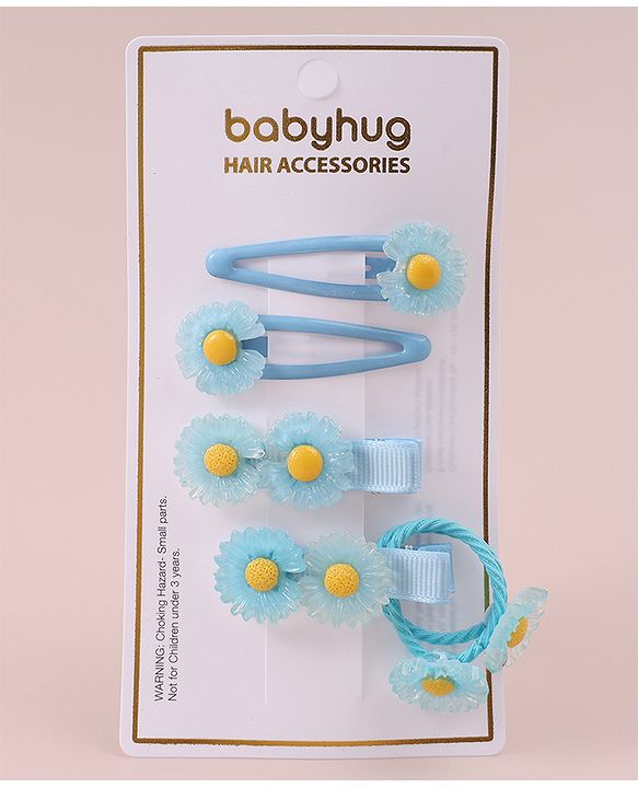 Babyhug  Free Size  Hair Pins & Clips  with Floral Applique - Blue