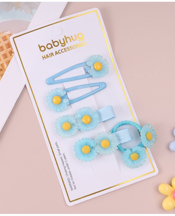 Babyhug  Free Size  Hair Pins & Clips  with Floral Applique - Blue