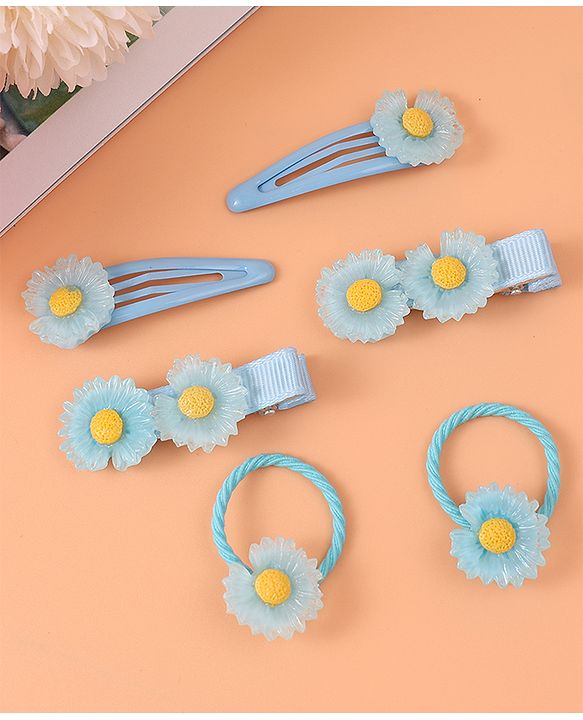 Babyhug  Free Size  Hair Pins & Clips  with Floral Applique - Blue
