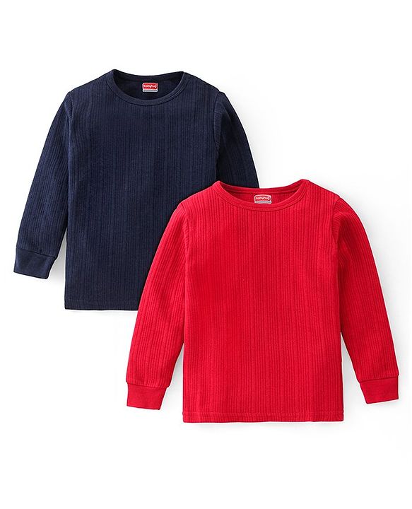 Babyhug Full Sleeves Pullover Thermal Wear Pack of 2 - Red & Navy Blue