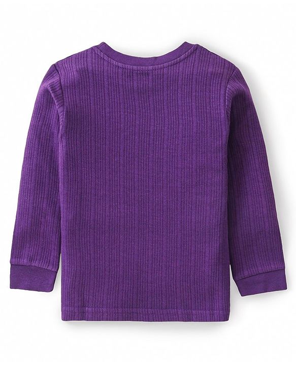 Babyhug Pull Over Full Sleeve Solid Color Thermal Vests Pack of 2 - Coffee & Purple