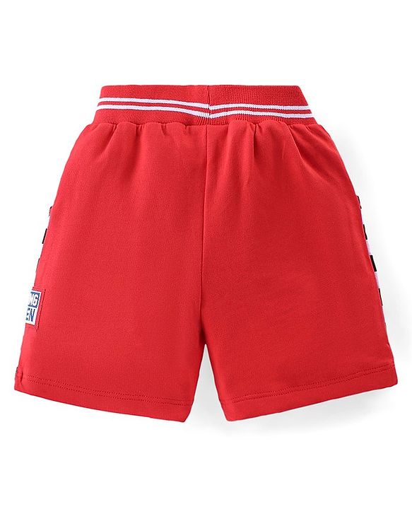Babyhug Disney Cotton Knit Half Sleeves T-Shirt & Shorts Set With Cars Graphics - Red