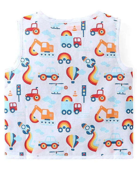 Babyhug 100% Cotton Woven Sleeveless Stripes & Printed Jhablas Pack Of 3 - Multicolor