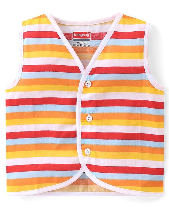 Babyhug 100% Cotton Woven Sleeveless Stripes & Printed Jhablas Pack Of 3 - Multicolor