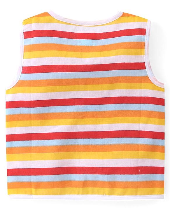 Babyhug 100% Cotton Woven Sleeveless Stripes & Printed Jhablas Pack Of 3 - Multicolor