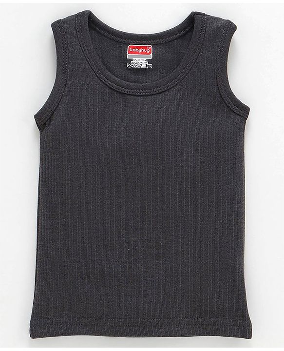 Babyhug Pull Over Sleeveless Solid Thermal Vest  - Dark Grey