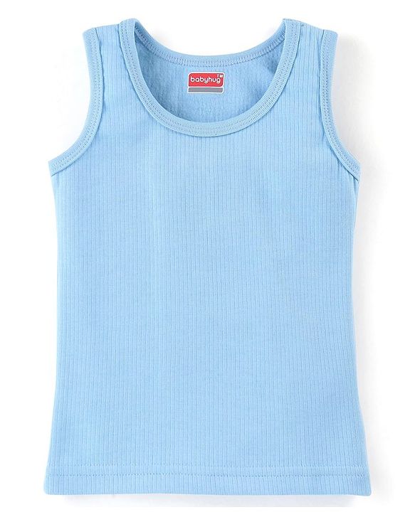 Babyhug Sleeveless Solid Colour Pull Over Thermal Vest - Blue