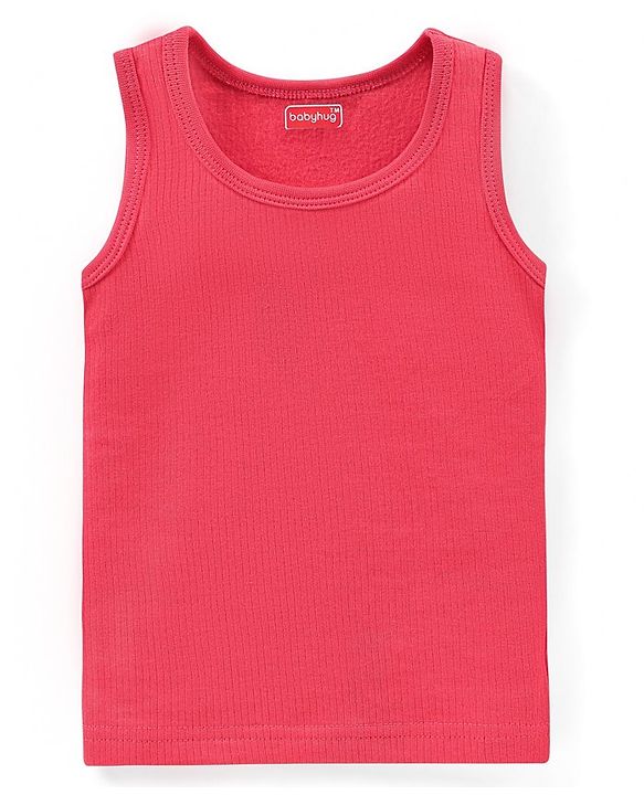 Babyhug Pull Over Sleeveless Thermal Vest Solid Colour - Coral