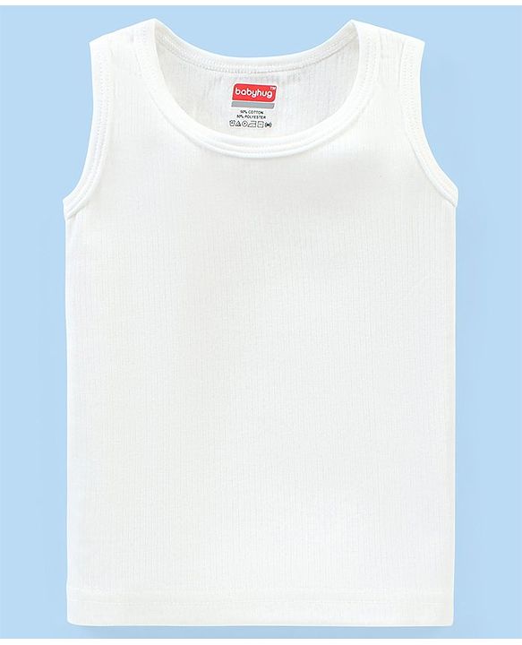 Babyhug Pull Over Sleeveless Solid Color Thermal Vest - Off White