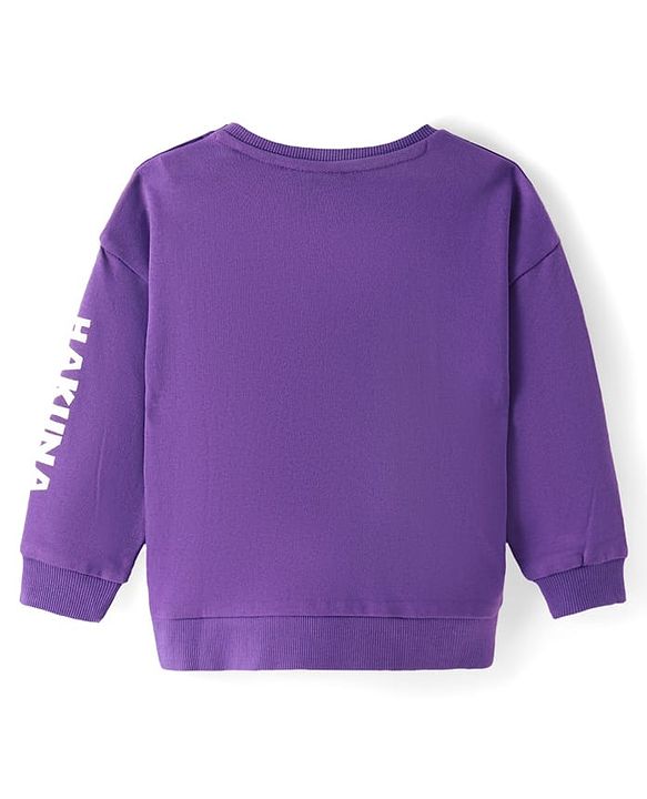 Babyhug Disney Cotton Knit Full Sleeves Sweatshirt With Lion King Graphics -Purple