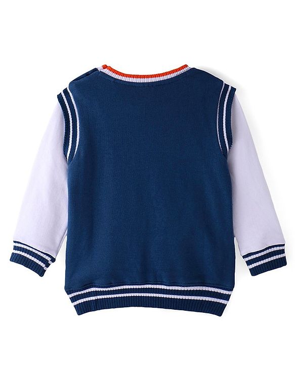 Babyhug Marvel Terry Knit Full Sleeves Sweatshirt with Avengers Graphics - Blue