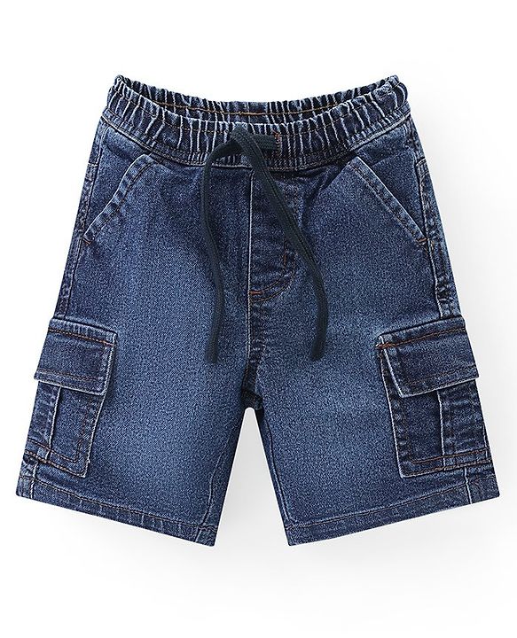 Babyhug Cotton Woven Half Sleeves Regular Collar Striped Shirt & Denim Shorts Set - Multicolor