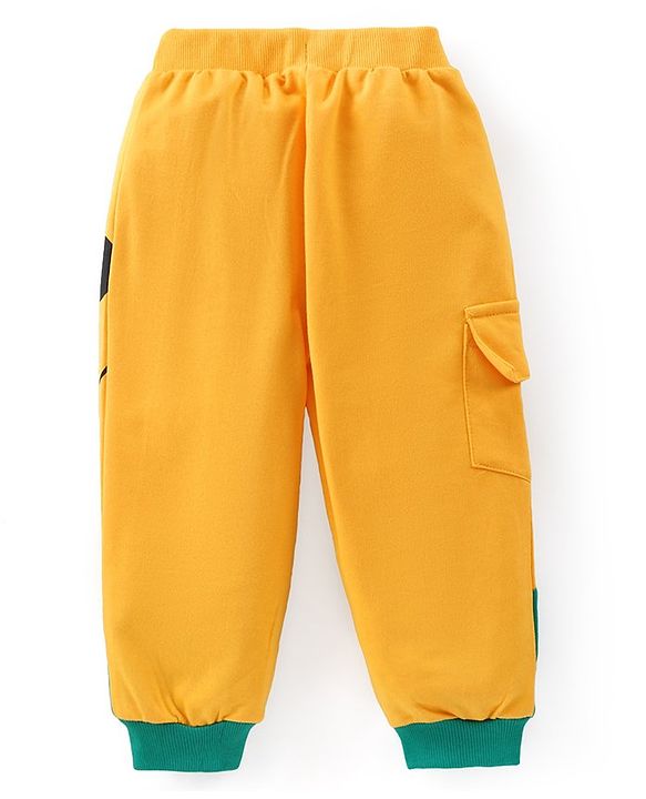 Babyhug Disney Cotton Knit Full Sleeves T-Shirt & Lounge Pants Set With Mickey Mouse Graphics - Yellow