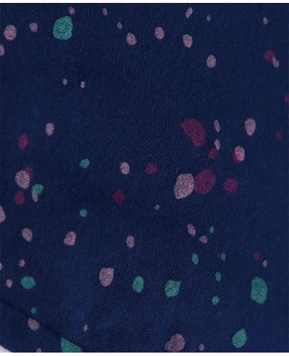Pine Kids Knit Cotton Elastane Ankle Length Stretchable Leggings with Colour Splash Print - Navy Blue