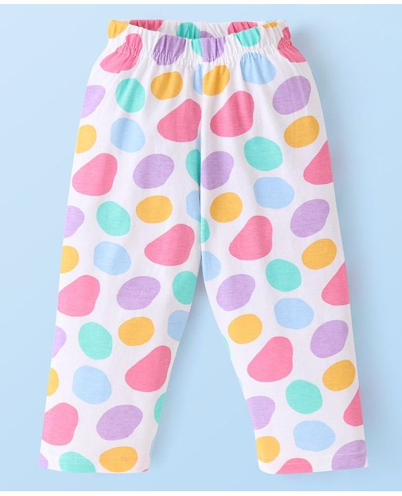 Babyhug Cotton Knit Full Sleeves Printed  Night Suit - White