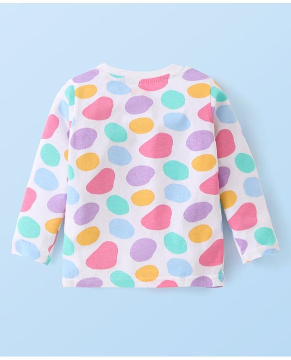 Babyhug Cotton Knit Full Sleeves Printed  Night Suit - White